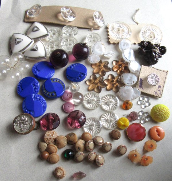 Vintage Glass Buttons Lot Some Tinies 