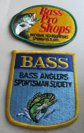 Vintage Bass Pro Shop and Anglers Sportsman's Society Patches Never Used Fishing 