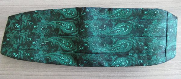 Vintage Metallic Green and Black Paisley Tuxedo Cummerbund