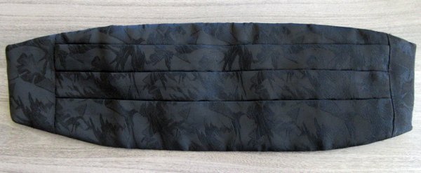 Vintage 1990's Black Embossed Tuxedo Cummerbund Formal Accessories Prom Groom