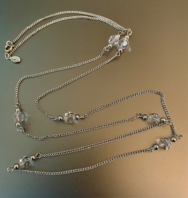 Vintage Avon Clear Crystal Station Chain Necklace