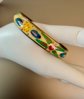 Vintage Brass Enameled Colorful Floral Bangle Bracelet