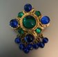 Vintage Blue Green Glass Pin Brooch