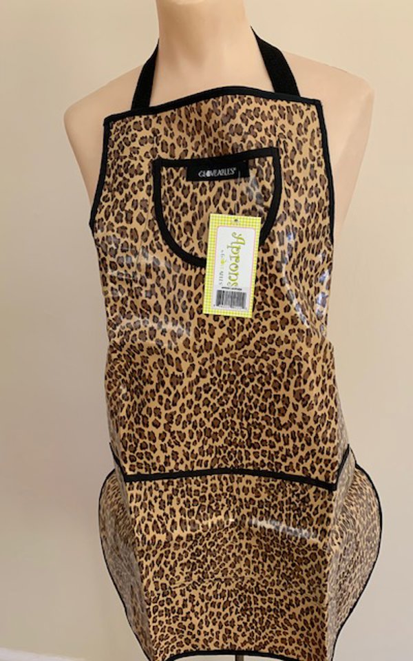 1990's Oilcloth Waterproof Leopard Bib Apron Gloveables Brand Never Used