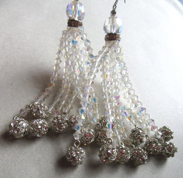 Vintage Crystal And Rhinestone Pierced Earrings