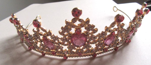 Pink and White Rhinestone Tiara Costume Princess 