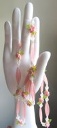 Vintage Mod 1960's Lucite Pink Flowers and Leaves  Necklace