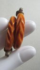 Vintage Carved Bakelite Clip Earrings Peanut Butter Swirl
