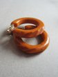 Vintage Carved Bakelite Clip Earrings Peanut Butter Swirl