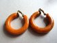 Vintage Carved Bakelite Clip Earrings Peanut Butter Swirl