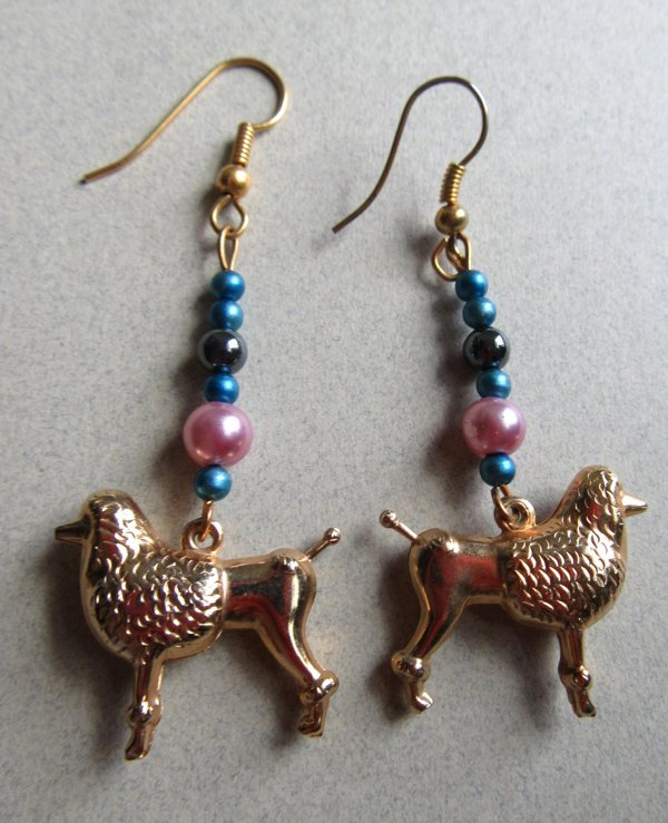 1980's French Poodle Pierced Earrings 