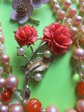 Vintage Jewelry Lot 1950's Necklace and Two Floral Pins