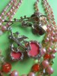 Vintage Jewelry Lot 1950's Necklace and Two Floral Pins