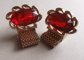 Vintage Swank Red Rhinestone Cufflinks and Free Tie Tac Men's Jewlery