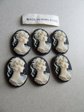 Vintage Black and Cream Rain Cameo Cabochons Hong Kong Jewelry Making Supplies