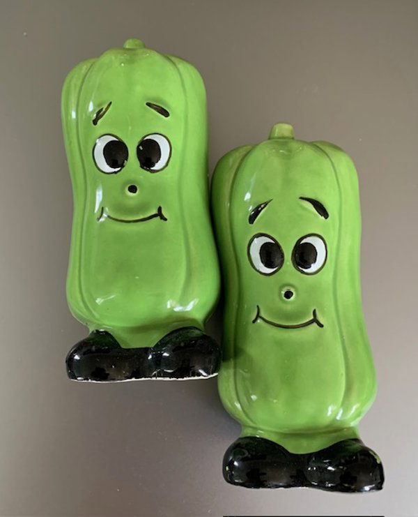 Vintage Anthropomorphic Veggie Salt and Pepper Shakers Japan Never Used 