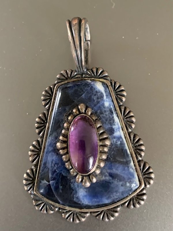 Carolyn Pollack Sterling Silver Sodalite Amethyst Pendant Fine Jewelry