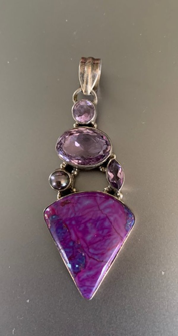 Sterling Silver Purple Gemstone Pendant 925 Fine Jewelry
