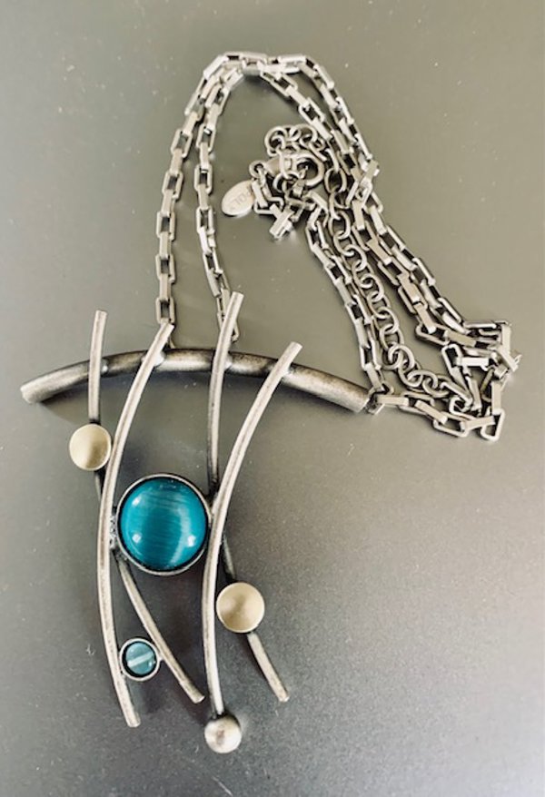 Vintage Christophe Poly Moderne Style Mixed Media Necklace Never Worn Original Paperwork