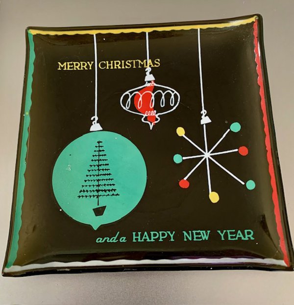Vintage Mid Century Atomic Christmas New Years Ashtray