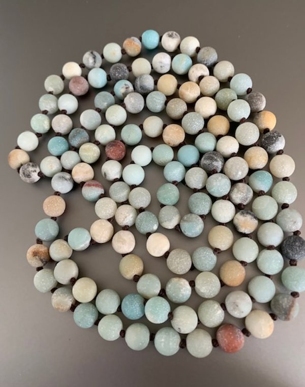 Unpolished Genuine Agate Stone Long Necklace Beads Beachy Coastal