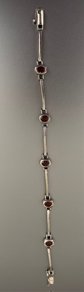 Sterling Silver Garnet Station Bracelet Fine Jewelry
