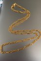 Gold Tone Figaro Link Chain 24" Long Travel Safe Jewelry
