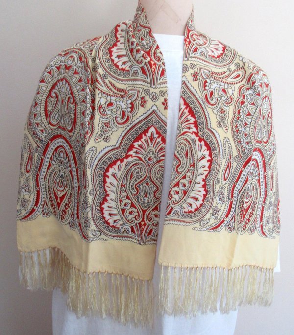 1940's Men's Paisley Rayon Scarf Muffler 