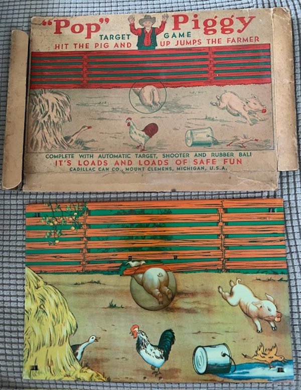 Vintage "Pop Piggy" Tin Litho Taget Game Toy