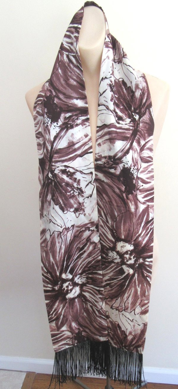 Vintage 1970's Very Long Swirly Fringed Scarf