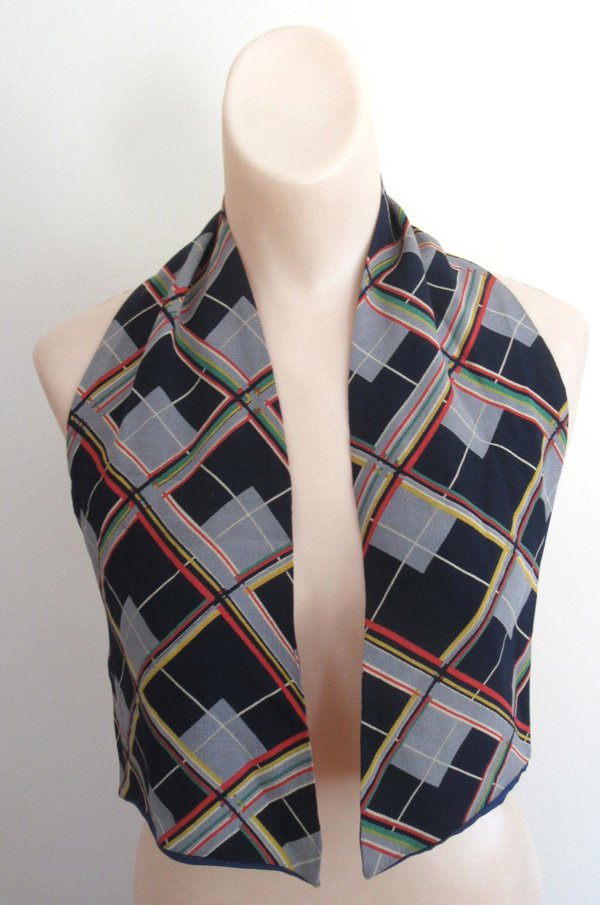 1940's Ladies Plaid Rayon Crepe Scarf