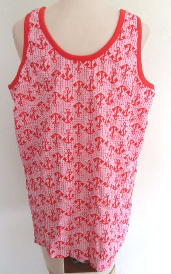Vintage 1970's Red Anchors Sleeveless Knit Shirt Never Worn Hey Sailor!