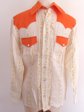 Vintage 1970's Men's Flocked Floral Cotton Western Shirt Cowboy