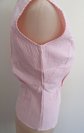 Vintage 1950's Judy Bond Pink and White Seersucker Sleevleess Cotton Blouse