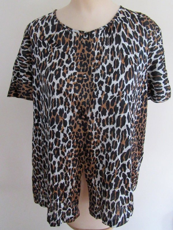 Vintage 1960's Nylon Leopard Bed Jacket Boudoir Lingerie Or Topper
