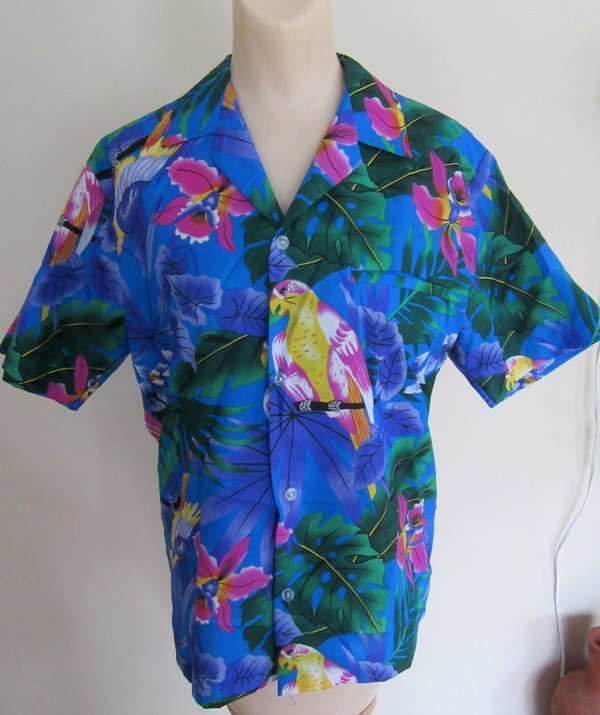 Vintage Hai Nani Hawaiian Shirt Parros and Orchids