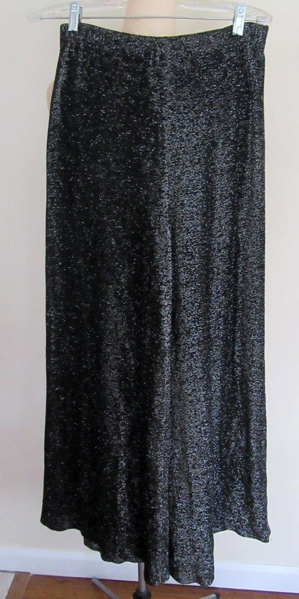 1970's Shimmery Black and Silver Palazzo Pants Disco Wear Vintage Clothing