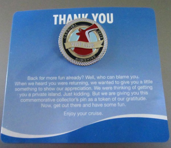Carnival Sunshine VIFP Pin 2018 Never Used 