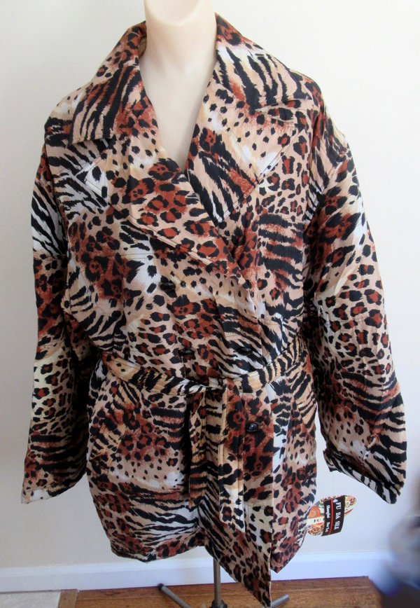 1980's- 90's Fu Da Silk Double Breasted Tiger Coat Never Worn With Tags