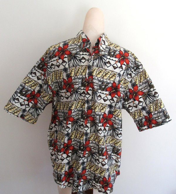Men's 1990's Natural Issue Cotton Hawaiian Shirt Sz. Med