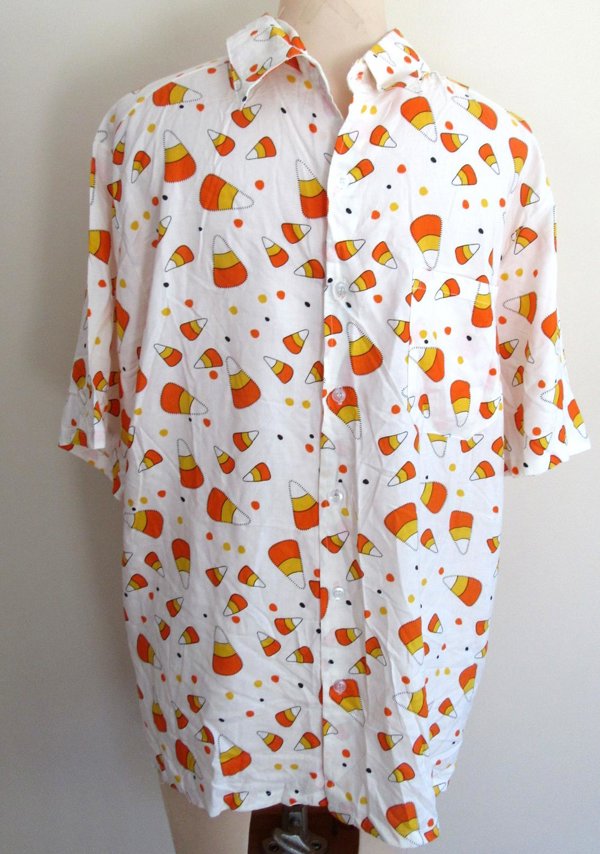 Men's Rayon Candy Corn Shirt  Never Worn 