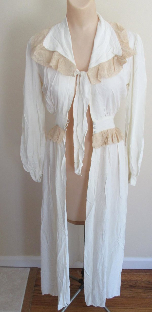 1940's Rayon Nightgown and Robe Peignoir Set As Is