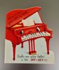 Vintage Anthropomorphic Piano Get Well Card The DA Line Unused Musician 