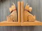Vintage Hand Carved Scotty Dog Wood Bookends Home Decor