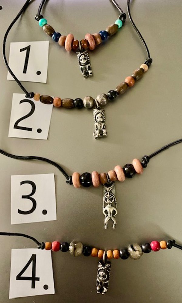 Sterling Silver Tiki Pendant Beaded Necklace Hand Made Never Worn