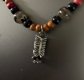 Sterling Silver Tiki Pendant Beaded Necklace Hand Made Never Worn