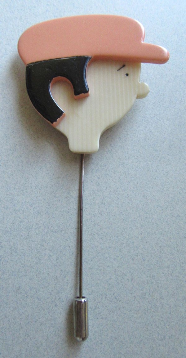 Vintage Lea Stein ? Chauffeur Stick Pin Andy Cap 
