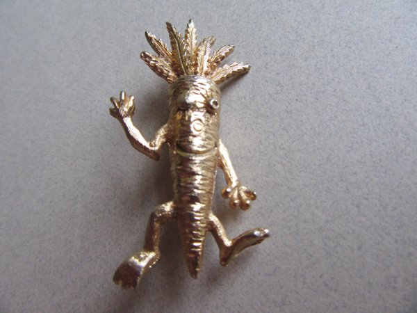 Vintage Anthropomorphic Winking Carrot Pin Napier Signed Figural