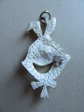 Vintage Anthropomorphic Happy Rabbit Pendant Google Eyes Gold Crown Signed RARE