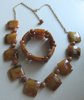 Vintage Bakelite Necklace and Matching Bracelet Peanut Butter